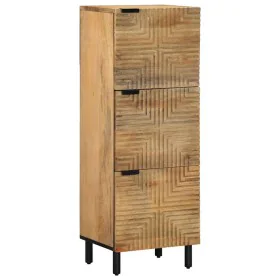 Aparador alto madera maciza de mango marrón 40x33x110 cm by , CD and DVD storage - Ref: Foro24-4017749, Price: 191,72 €, Disc...