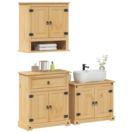 Juego de muebles de baño Corona 3 pzas madera maciza pino von , Badezimmermöbel - Ref: Foro24-3334638, Preis: 312,35 €, Rabat...