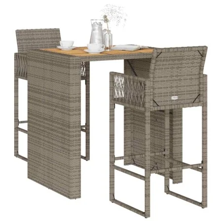 Set bar jardín sin cojines 3 pzas ratán sintético acacia gris von , Gartensets - Ref: Foro24-3328887, Preis: 382,95 €, Rabatt: %