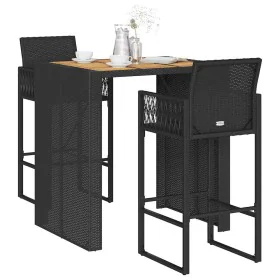 Set bar jardín sin cojines 3 pzas ratán sintético acacia negro by , Garden sets - Ref: Foro24-3328885, Price: 359,30 €, Disco...