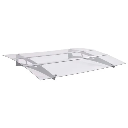 Marquesina para puerta PC plata y transparente 150x90 cm PET de , Toldos - Ref: Foro24-144829, Precio: 116,23 €, Descuento: %