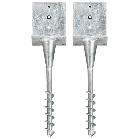 Picas de tierra 2 uds acero galvanizado plateado 14x14x58 cm von , Spikes zur Verankerung im Boden - Ref: Foro24-145445, Prei...