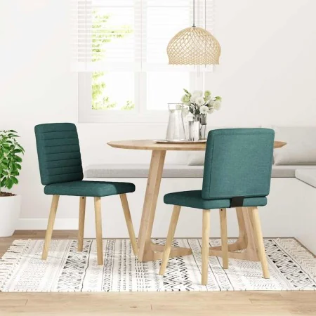 Sillas de comedor 2 unidades tela verde oscuro de , Sillas de comedor - Ref: Foro24-4101179, Precio: 103,21 €, Descuento: %