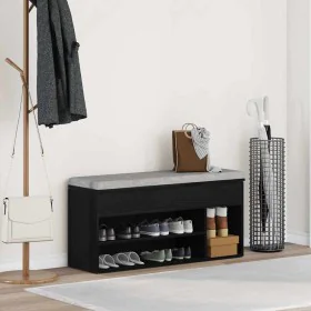 Banco zapatero roble negro 102x30,5x45 cm madera de ingeniería by , Shoe racks and shoe organizers - Ref: Foro24-859137, Pric...
