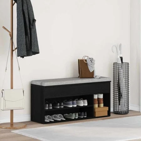Banco zapatero roble negro 102x30,5x45 cm madera de ingeniería von , Schuhregale und Schuhorganisatoren - Ref: Foro24-859137,...