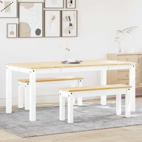 Juego de comedor Panama 3 pzas madera maciza de pino blanco by , Furniture sets for kitchens and dining rooms - Ref: Foro24-3...