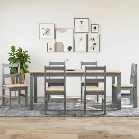 Juego de comedor Panama 7 pzas madera maciza de pino gris by , Furniture sets for kitchens and dining rooms - Ref: Foro24-334...
