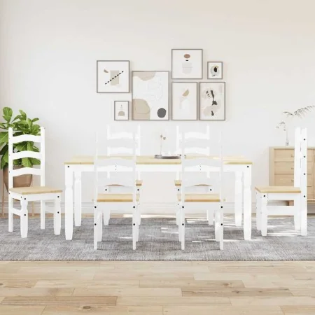Juego de comedor Panama 7 pzas madera maciza de pino blanco by , Furniture sets for kitchens and dining rooms - Ref: Foro24-3...
