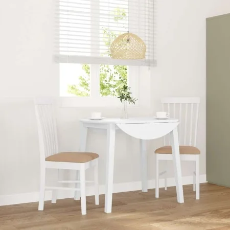 Sillas de comedor con cojines 2uds madera maciza blanco caucho de , Sillas de comedor - Ref: Foro24-4102506, Precio: 120,43 €...