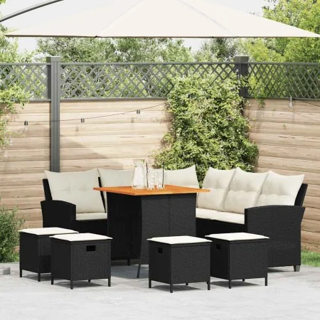 Set de sofás de jardín en forma de L con cojines 6 pzas negro by , Garden sets - Ref: Foro24-3213540, Price: 519,65 €, Discou...