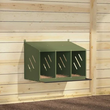 Nido para gallinas con 3 compartimentos de metal verde oliva by , Cages and habitats for small animals - Ref: Foro24-864345, ...