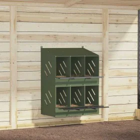 Nido para gallinas con 6 compartimentos de metal verde oliva by , Cages and habitats for small animals - Ref: Foro24-864351, ...