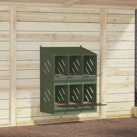 Nido para gallinas con 6 compartimentos de metal verde oliva by , Cages and habitats for small animals - Ref: Foro24-864351, ...