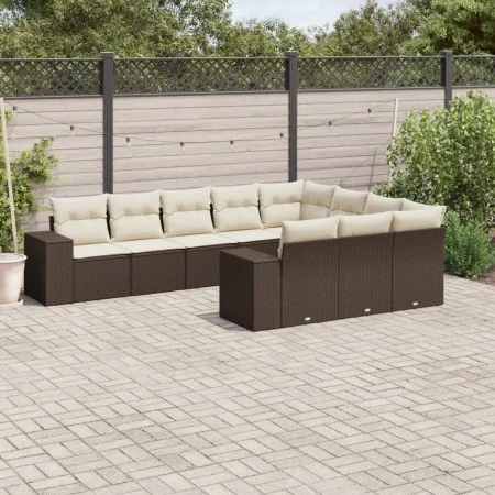 Set de sofás de jardín 10 pzas y cojines ratán sintético marrón von , Gartensets - Ref: Foro24-3255430, Preis: 640,84 €, Raba...