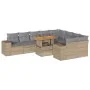 Set sofás jardín y cojines 10 pzas ratán sintético acacia beige by , Garden sets - Ref: Foro24-3327419, Price: 726,74 €, Disc...