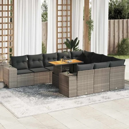 Set sofás jardín y cojines 10 pzas ratán sintético acacia gris von , Gartensets - Ref: Foro24-3327427, Preis: 771,50 €, Rabat...