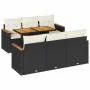 Set sofás jardín y cojines 7 pzas ratán sintético acacia negro by , Garden sets - Ref: Foro24-3327444, Price: 469,95 €, Disco...