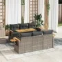 Set sofás jardín y cojines 7 pzas ratán sintético acacia gris by , Garden sets - Ref: Foro24-3327560, Price: 524,72 €, Discou...