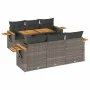 Set sofás jardín y cojines 7 pzas ratán sintético acacia gris by , Garden sets - Ref: Foro24-3327560, Price: 524,72 €, Discou...