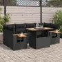 Set sofás jardín y cojines 7 pzas ratán sintético acacia negro by , Garden sets - Ref: Foro24-3327562, Price: 537,75 €, Disco...
