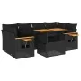 Set sofás jardín y cojines 7 pzas ratán sintético acacia negro by , Garden sets - Ref: Foro24-3327562, Price: 537,75 €, Disco...