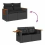Set sofás jardín y cojines 7 pzas ratán sintético acacia negro by , Garden sets - Ref: Foro24-3327562, Price: 537,75 €, Disco...