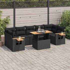 Set sofás jardín y cojines 8 pzas ratán sintético acacia negro by , Garden sets - Ref: Foro24-3327569, Price: 583,86 €, Disco...