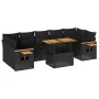 Set sofás jardín y cojines 8 pzas ratán sintético acacia negro by , Garden sets - Ref: Foro24-3327569, Price: 583,60 €, Disco...