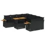 Set sofás jardín y cojines 9 pzas ratán sintético acacia negro by , Garden sets - Ref: Foro24-3327576, Price: 646,20 €, Disco...