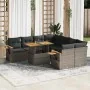 Set sofás jardín y cojines 9 pzas ratán sintético acacia gris by , Garden sets - Ref: Foro24-3327581, Price: 606,85 €, Discou...
