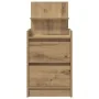 Mesilla de noche con 2 cajones roble artesanal 38x34x80 cm by , Nightstands - Ref: Foro24-861371, Price: 53,85 €, Discount: %
