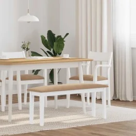 Banco 110 cm madera maciza caucho blanco von , Ess- und Küchenbänke - Ref: Foro24-4102609, Preis: 76,76 €, Rabatt: %