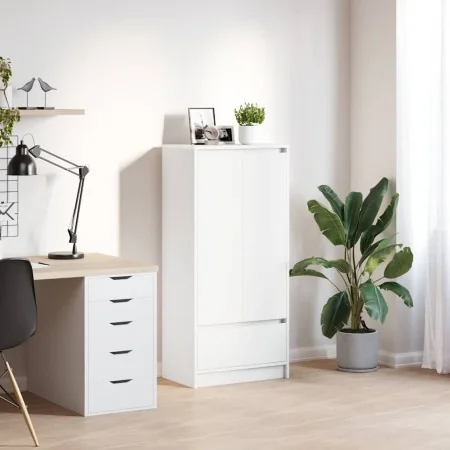 Armario con cajón blanco 55,5x34x119,5 cm Madera de ingeniería by , Sideboards - Ref: Foro24-861643, Price: 96,51 €, Discount: %