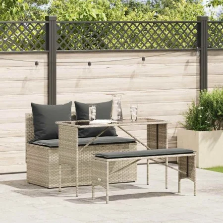 Set comedor de jardín 3 pzas cojines ratán sintético gris claro by , Garden sets - Ref: Foro24-4104186, Price: 274,26 €, Disc...