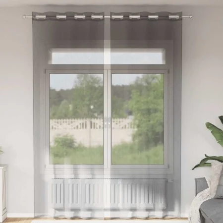 Cortinas de gasa con ojales 2 uds gris oscuro 140x260 cm by , Curtains and curtains - Ref: Foro24-4102081, Price: 15,29 €, Di...