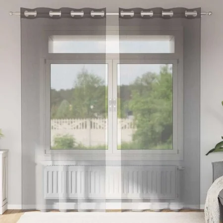 Cortinas de gasa con ojales 2 uds marrón claro de , Cortinas y visillos - Ref: Foro24-4102127, Precio: 14,79 €, Descuento: %