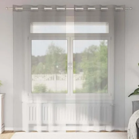 Cortinas de gasa con ojales 2 uds gris claro 140x245 cm de , Cortinas y visillos - Ref: Foro24-4102110, Precio: 15,04 €, Desc...