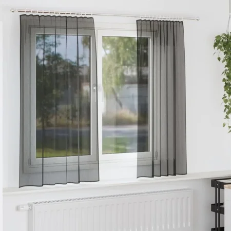 Cortinas de gasa con trabillas 2 uds. negro by , Curtains and curtains - Ref: Foro24-4102256, Price: 12,63 €, Discount: %
