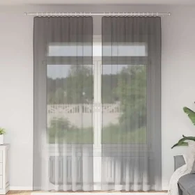 Cortinas de gasa con trabillas 2 uds gris oscuro 140x260 cm by , Curtains and curtains - Ref: Foro24-4102275, Price: 15,26 €,...