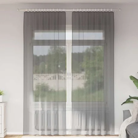 Cortinas de gasa con trabillas 2 uds gris oscuro 140x260 cm de , Cortinas y visillos - Ref: Foro24-4102275, Precio: 15,26 €, ...