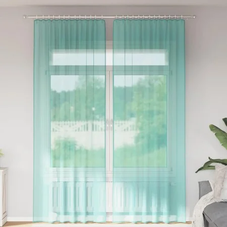 Cortinas de gasa con trabillas 2 uds turquesa 140x260 cm von , Vorhänge und Gardinen - Ref: Foro24-4102330, Preis: 15,26 €, R...