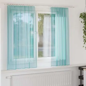 Cortinas de gasa con trabillas 2 uds turquesa 140x140 cm by , Curtains and curtains - Ref: Foro24-4102326, Price: 12,63 €, Di...