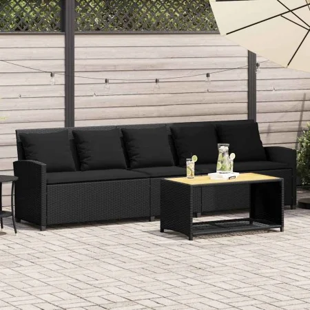 Sofá de jardín de 5 plazas con cojines ratán sintético negro by , Garden sets - Ref: Foro24-4104112, Price: 326,36 €, Discoun...