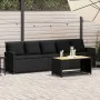 Sofá de jardín de 5 plazas con cojines ratán sintético negro by , Garden sets - Ref: Foro24-4104112, Price: 326,36 €, Discoun...
