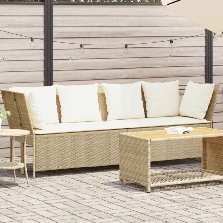 Sofá de jardín con cojines ratán sintético beige von , Outdoor-Sofas - Ref: Foro24-4104125, Preis: 312,89 €, Rabatt: %
