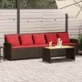 Sofá de jardín con cojines 5 plazas ratán sintético marrón by , Garden sets - Ref: Foro24-4104119, Price: 336,91 €, Discount: %