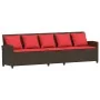 Sofá de jardín con cojines 5 plazas ratán sintético marrón by , Garden sets - Ref: Foro24-4104119, Price: 336,91 €, Discount: %