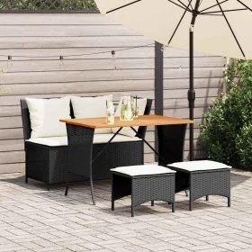 Juego comedor jardín 4 piezas con cojines ratán sintético negro by , Garden sets - Ref: Foro24-4104131, Price: 328,44 €, Disc...