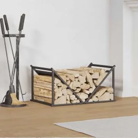 Leñero negro 70x43x34,5 cm Acero laminado en frío by , Firewood bags and holders - Ref: Foro24-864173, Price: 56,89 €, Discou...