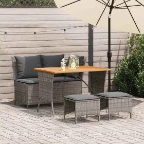 Juego de comedor de jardín 4 piezas con cojines ratán PE gris by , Garden sets - Ref: Foro24-4104133, Price: 339,44 €, Discou...